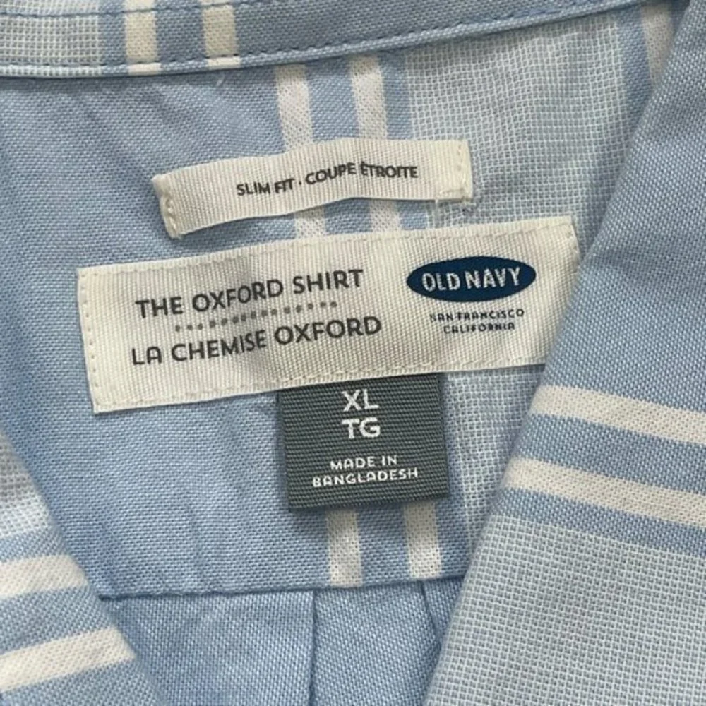Old Navy Men's 100% Cotton Striped Slim Fit Button Up‎ The Oxford Shirt Size XL